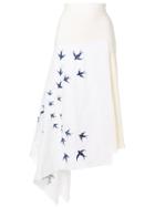 Jw Anderson Swallow Embroidered Patchwork Skirt - White