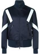 Neil Barrett Colour Block Bomber Jacket, Men's, Size: Large, Blue, Cotton/polyamide/polyester/viscose