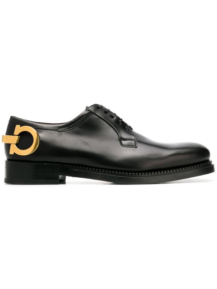 Salvatore Ferragamo Gancini Derby Shoes - Black