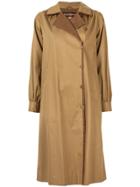 Yves Saint Laurent Pre-owned Off-centre Fastening Midi Coat - Brown