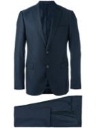 Armani Collezioni Flap Pockets Formal Suit, Men's, Size: 46, Blue, Silk/acetate/viscose/virgin Wool