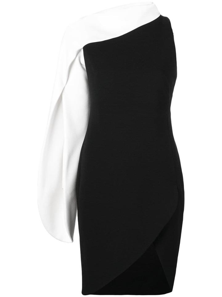Genny Cape One Shoulder Dress - Black