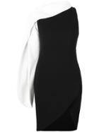 Genny Cape One Shoulder Dress - Black