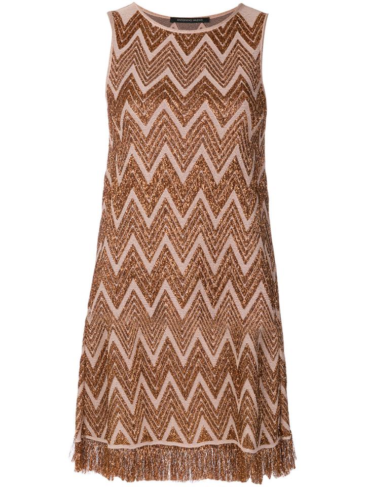 Antonino Valenti Embroidered Fitted Dress - Metallic