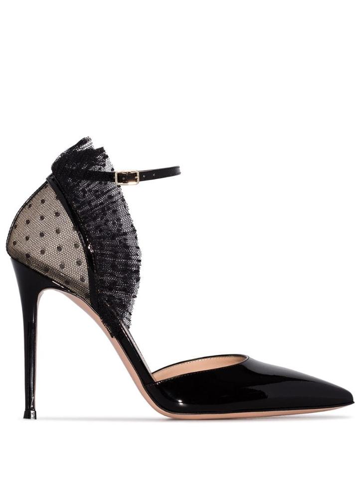 Gianvito Rossi Vernice Ruffled 105mm Pumps - Black
