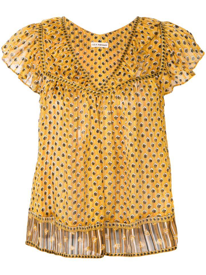 Ulla Johnson Shortsleeved Dotted Blouse - Yellow & Orange