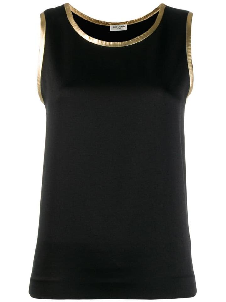 Saint Laurent Metallic Trim Tank Top - Black