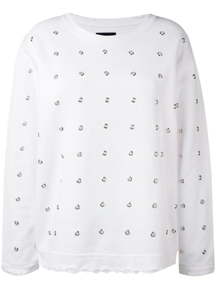 Rta Distressed Studded Sweatshirt - White