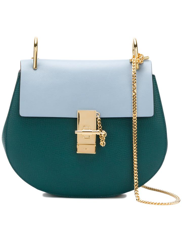 Chloé - Faye Contrast Satchel - Women - Calf Leather/calf Suede - One Size, Green, Calf Leather/calf Suede