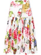 Dolce & Gabbana Floral And Padlock Print Skirt - Multicolour