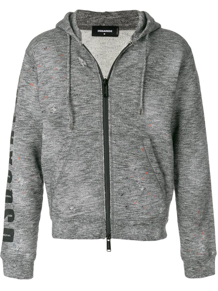 Dsquared2 Paint Splattered Hoodie - Black