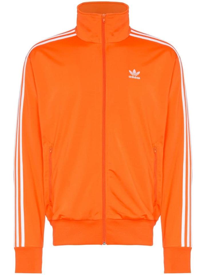 Adidas Tri-striped Zip-front Jumper - Orange
