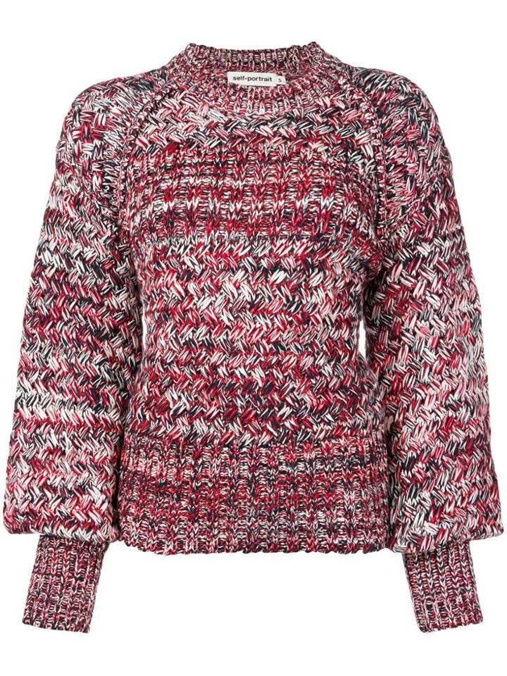Self-portrait Knitted Sweater - Red