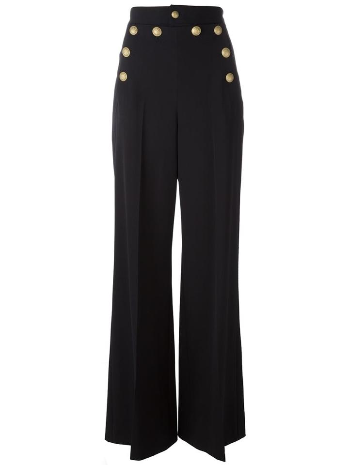 Red Valentino Wide-leg Trousers, Women's, Size: 42, Blue, Polyester/spandex/elastane/wool