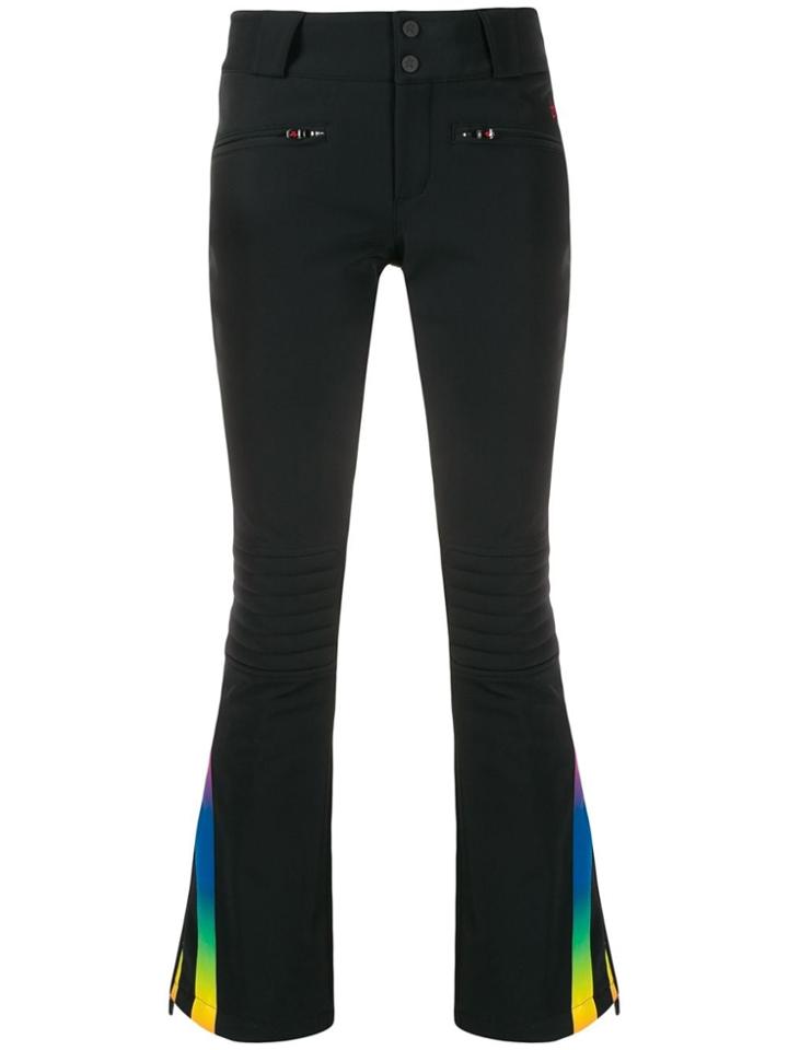 Perfect Moment Rainbow Chevron Kick Flare Trousers - Black