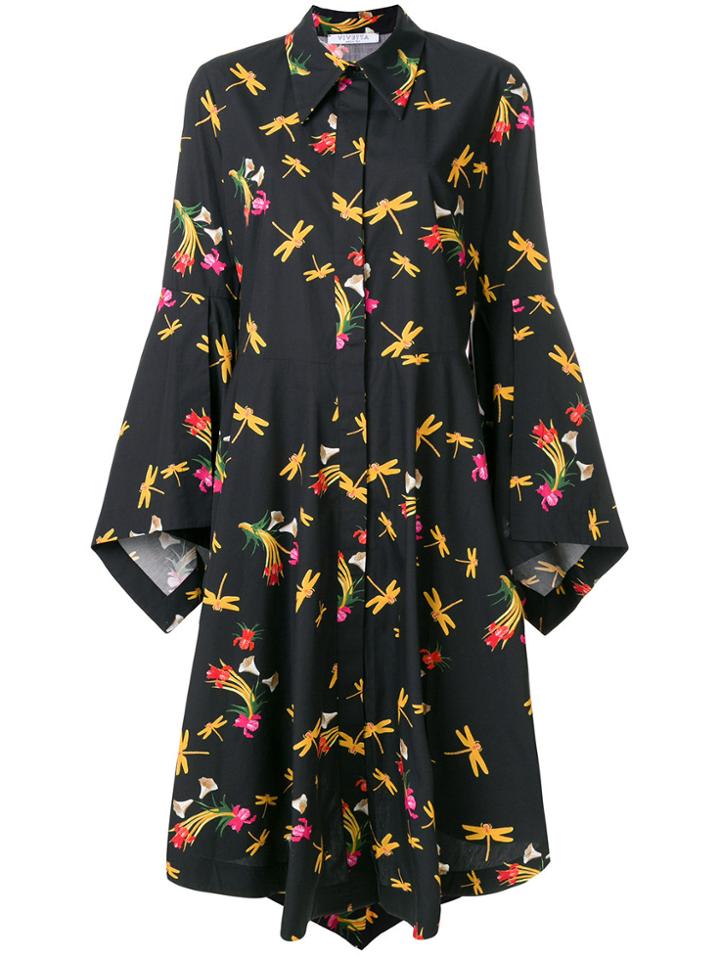 Vivetta Dragonfly Print Shirt Dress - Black