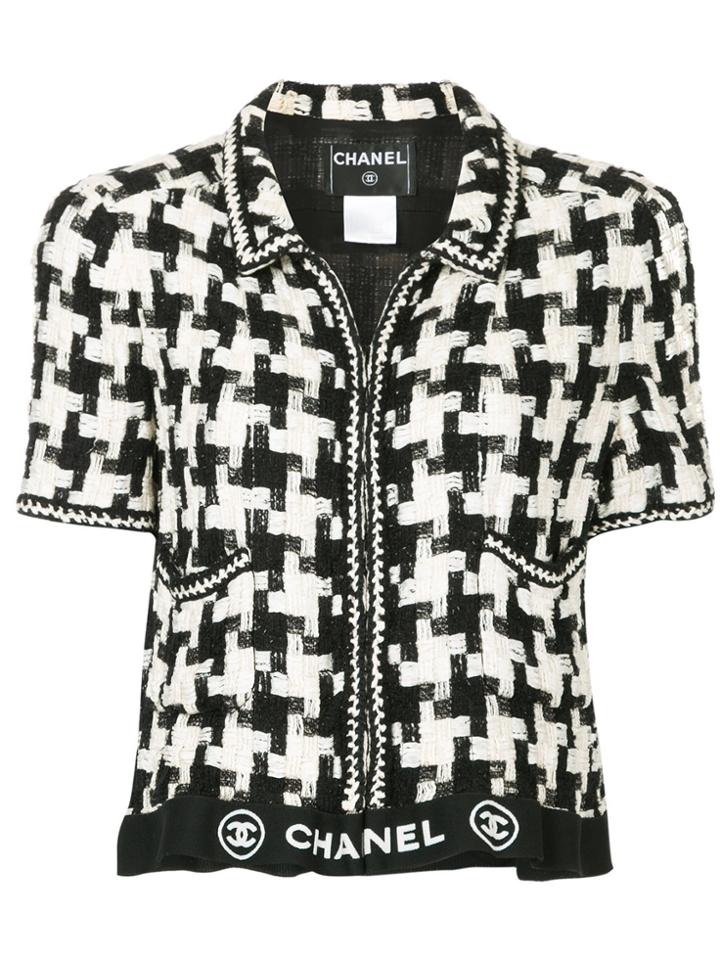 Chanel Vintage Shortsleeved Houndstooth Jacket - Black