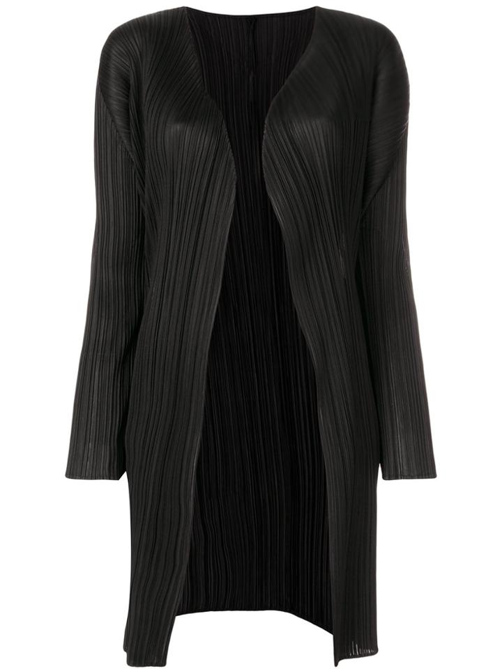 Pleats Please By Issey Miyake Pleated Fitted Cardigan - Black
