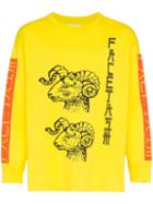 Facetasm Yellow Graphic Print Long-sleeved Cotton T-shirt