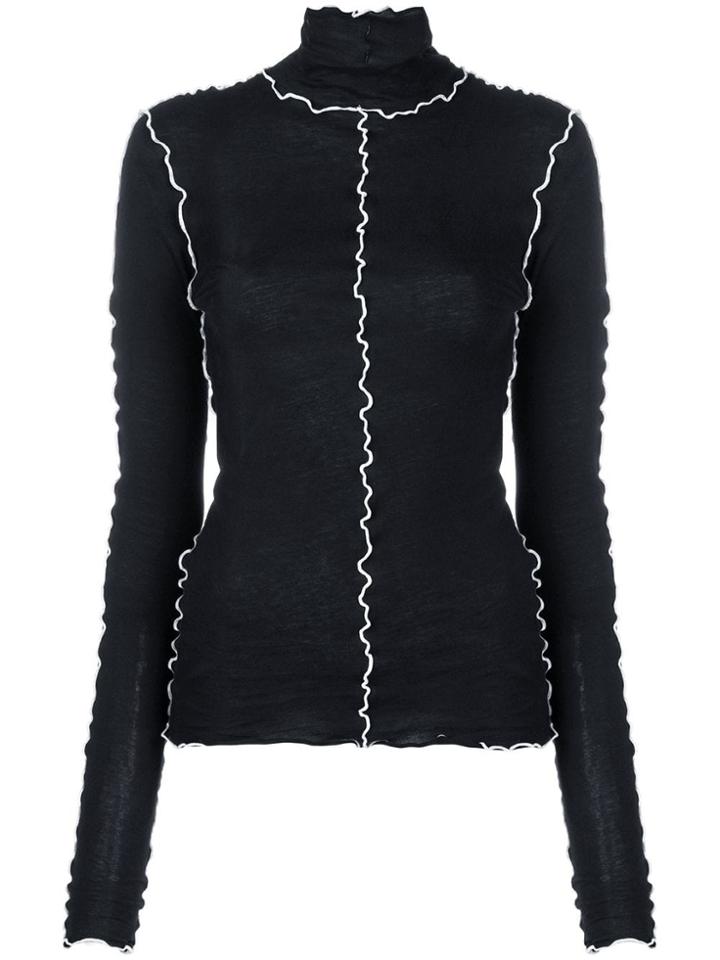 Ann Demeulemeester Contrasting Stitching Jersey - Black
