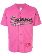 Supreme Snake Script Logo Baseball Jersey - Pink
