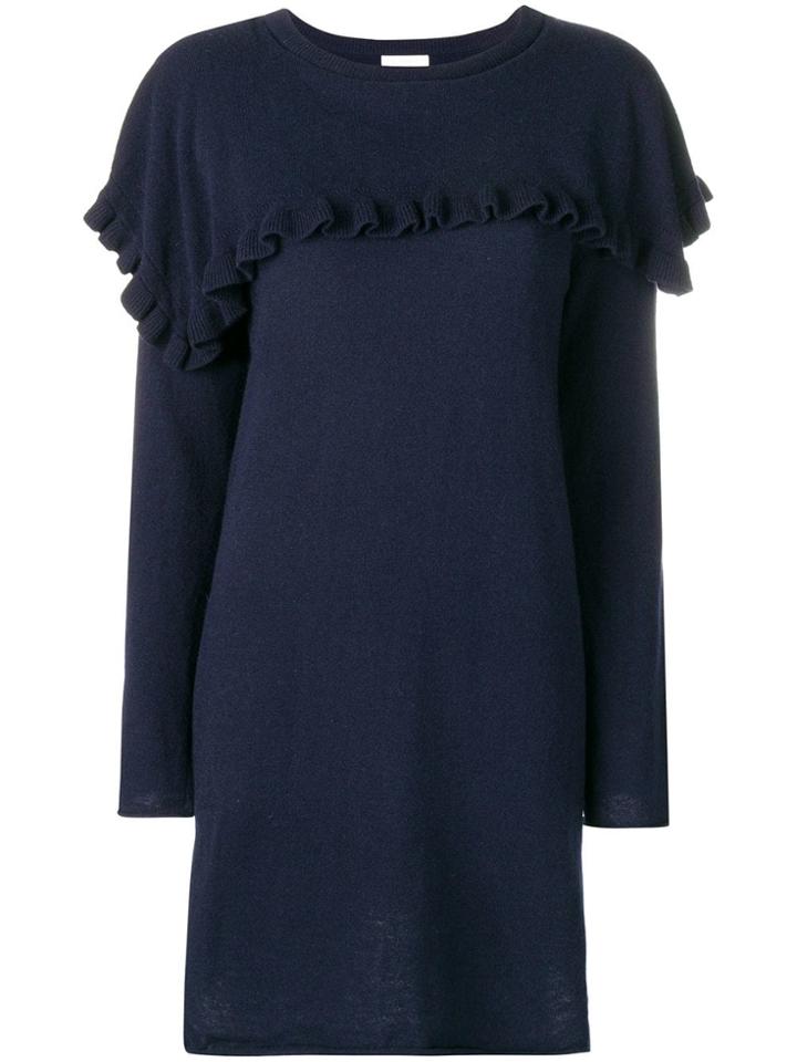 See By Chloé Ruffle Trim Sweater Dress - Blue