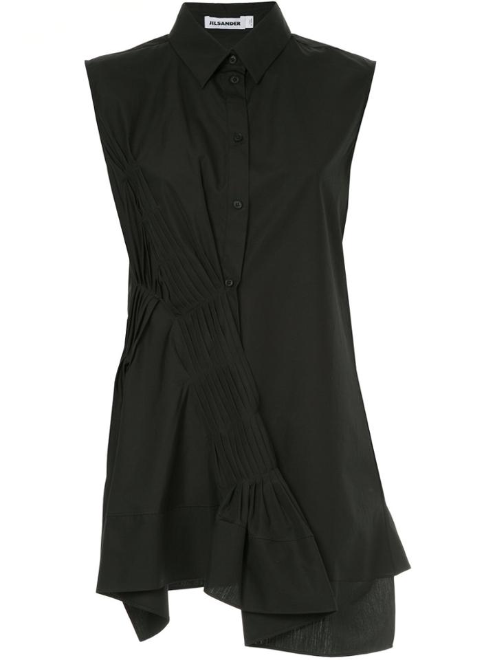 Jil Sander Gathered Pleat Sleeveless Shirt - Black