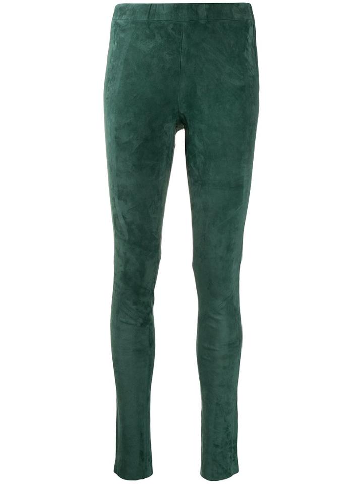 Arma Leather Skinny Trousers - Green
