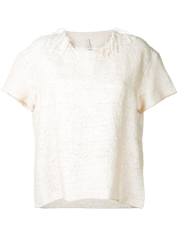 Boboutic - Fringe-trimmed Top - Women - Cotton/polyamide/polyurethane - S, Women's, Nude/neutrals, Cotton/polyamide/polyurethane