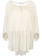 Mes Demoiselles Tie Neck Peasant Shirt - Nude & Neutrals