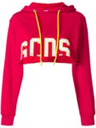 Gcds Logo Embroidered Cropped Hoodie