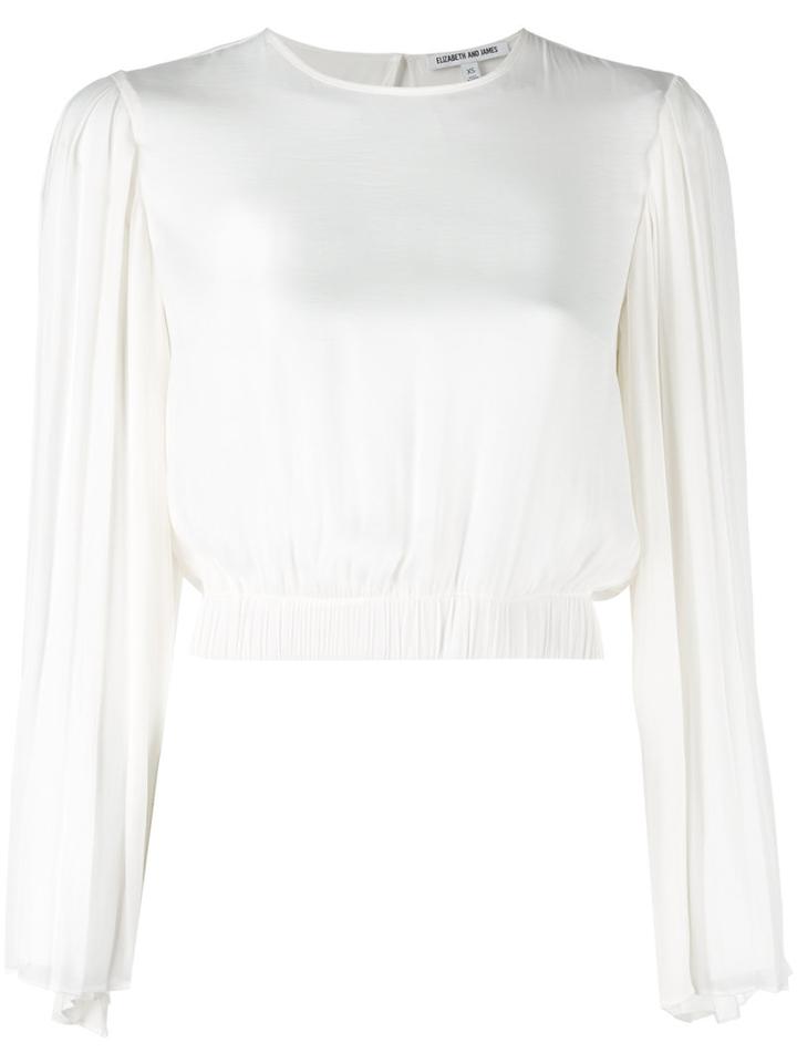 Elizabeth And James Pleated Sleeve Cropped Blouse, Women's, Size: Small, White, Polyester