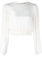 Elizabeth And James Pleated Sleeve Cropped Blouse, Women's, Size: Small, White, Polyester