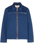 Maison Kitsuné Collared Zip-up Cotton Blend Shirt Jacket - Blue