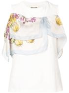 Semicouture Scarf Sleeve Tank Top - White