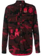Valentino Badge Camouflage Button Down Shirt - Red