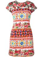 Dolce & Gabbana Mambo Print Fitted Dress, Women's, Size: 44, Silk/spandex/elastane