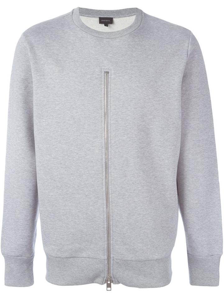 Diesel Front Zip Sweatshirt, Men's, Size: Medium, Grey, Cotton