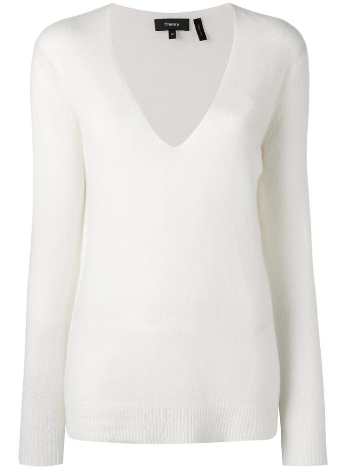 Theory V-neck Jumper, Women's, Size: Small, White, Cashmere