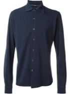Kiton Plain Shirt, Men's, Size: L, Blue, Cotton