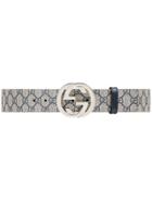 Gucci Gg Supreme Belt With G Buckle - Blue