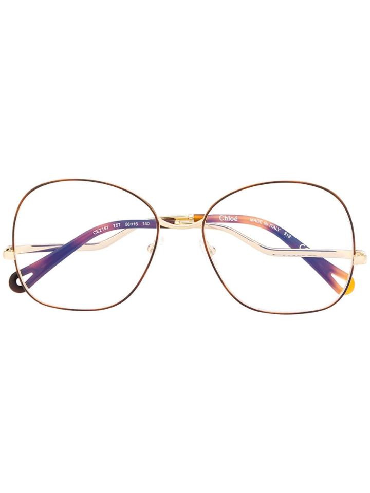 Chloé Eyewear Thin Round Frame Glasses - Gold