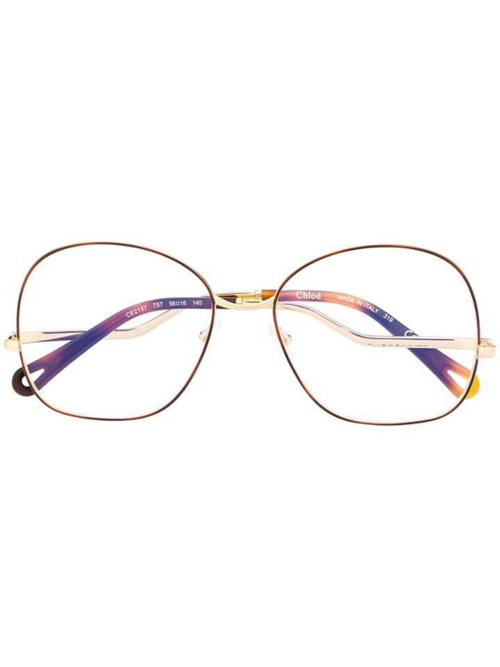 Chloé Eyewear Thin Round Frame Glasses - Gold