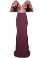 Christian Siriano V-neck Oversized Sleeve Mermaid Dress - Pink &