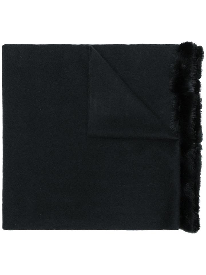N.peal Fur Trimmed Scarf - Black