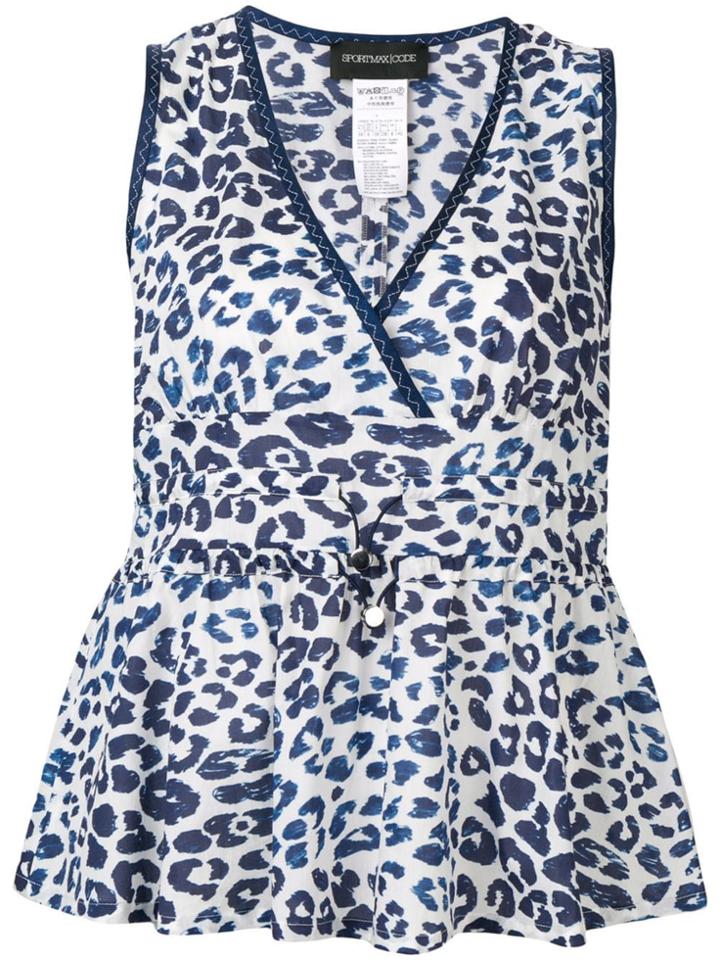Sport Max Code Leopard Print Peplum Top - White