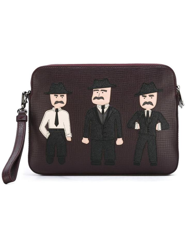 Dolce & Gabbana Sicilian Men Patch Clutch, Pink/purple, Leather