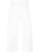 Marni Cropped Wide Leg Trousers, Women's, Size: 44, White, Cotton/spandex/elastane