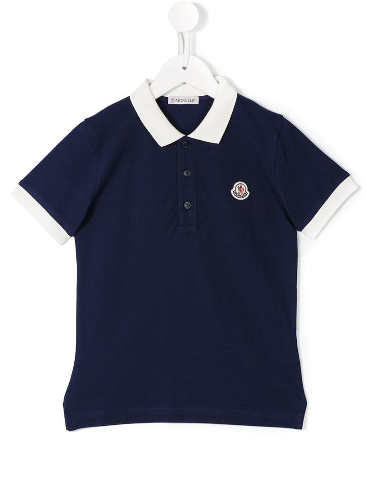 Moncler Kids Contras Collar Polo Shirt, Boy's, Size: 12 Yrs, Blue