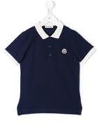 Moncler Kids Contras Collar Polo Shirt, Boy's, Size: 12 Yrs, Blue